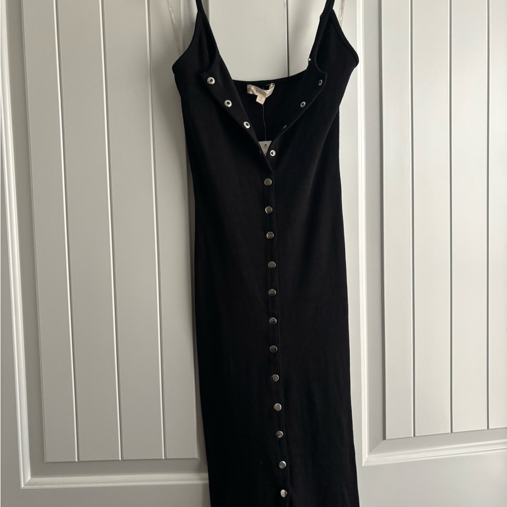 Black Button-Down Midi Dress